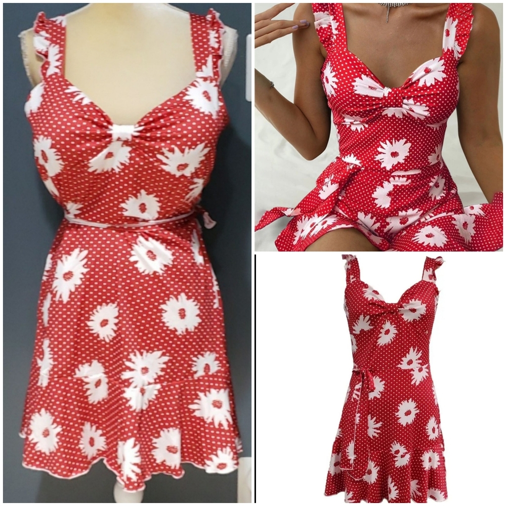 NWT Temu Floral Mini Dress Sz XXL (Asian Sizing)